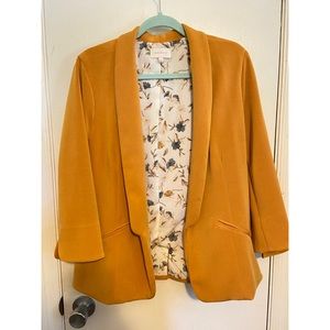 Skies Are Blue Mustard Yellow Hannah Modal Scuba Stretch Blazer from Stitch Fix